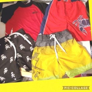 Lot of 4/5  3 trunks one rash guard shirt